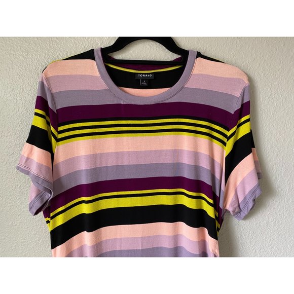 Torrid multi stripe jersey drawstring side t-shirt dress - Picture 6 of 13